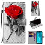 For Huawei Honor 9X Lite Coloured Drawing Cross Texture Horizontal Flip PU Leather Case with Holder & Card Slots & Wallet & Lanyard(B10 Wood Red Rose)