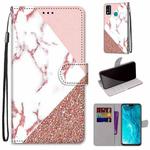 For Huawei Honor 9X Lite Coloured Drawing Cross Texture Horizontal Flip PU Leather Case with Holder & Card Slots & Wallet & Lanyard(Powder Stone Texture)