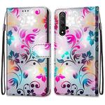 For Huawei Honor 20 Coloured Drawing Cross Texture Horizontal Flip PU Leather Case with Holder & Card Slots & Wallet & Lanyard(Gradient Colorful Flower)