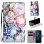 For Huawei Honor 20 Coloured Drawing Cross Texture Horizontal Flip PU Leather Case with Holder & Card Slots & Wallet & Lanyard(Light Pink Bouquet)