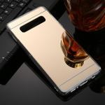 For Galaxy S10 TPU + Acrylic Luxury Plating Mirror Phone Case Cover(Gold)