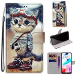 For Xiaomi Redmi 8 Coloured Drawing Cross Texture Horizontal Flip PU Leather Case with Holder & Card Slots & Wallet & Lanyard(Leather Shoes Cat)