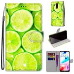 For Xiaomi Redmi 8 Coloured Drawing Cross Texture Horizontal Flip PU Leather Case with Holder & Card Slots & Wallet & Lanyard(Green Lemon)