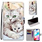 For Xiaomi Redmi 8 Coloured Drawing Cross Texture Horizontal Flip PU Leather Case with Holder & Card Slots & Wallet & Lanyard(Big Cat Holding Kitten)