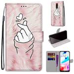 For Xiaomi Redmi 8 Coloured Drawing Cross Texture Horizontal Flip PU Leather Case with Holder & Card Slots & Wallet & Lanyard(Pink Hands Heart)