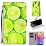 For Xiaomi Redmi 8A Coloured Drawing Cross Texture Horizontal Flip PU Leather Case with Holder & Card Slots & Wallet & Lanyard(Green Lemon)