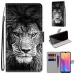For Xiaomi Redmi 8A Coloured Drawing Cross Texture Horizontal Flip PU Leather Case with Holder & Card Slots & Wallet & Lanyard(Black White Lion Head)