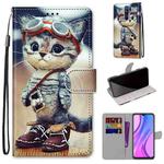 For Xiaomi Redmi 9 Coloured Drawing Cross Texture Horizontal Flip PU Leather Case with Holder & Card Slots & Wallet & Lanyard(Leather Shoes Cat)