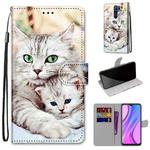 For Xiaomi Redmi 9 Coloured Drawing Cross Texture Horizontal Flip PU Leather Case with Holder & Card Slots & Wallet & Lanyard(Big Cat Holding Kitten)