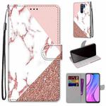 For Xiaomi Redmi 9 Coloured Drawing Cross Texture Horizontal Flip PU Leather Case with Holder & Card Slots & Wallet & Lanyard(Powder Stone Texture)