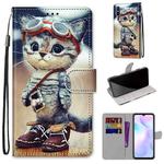 For Xiaomi Redmi 9A Coloured Drawing Cross Texture Horizontal Flip PU Leather Case with Holder & Card Slots & Wallet & Lanyard(Leather Shoes Cat)