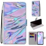 For Xiaomi Redmi 9A Coloured Drawing Cross Texture Horizontal Flip PU Leather Case with Holder & Card Slots & Wallet & Lanyard(Fluorescent Water Texture)