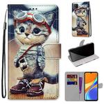 For Xiaomi Redmi 9C Coloured Drawing Cross Texture Horizontal Flip PU Leather Case with Holder & Card Slots & Wallet & Lanyard(Leather Shoes Cat)
