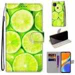 For Xiaomi Redmi 9C Coloured Drawing Cross Texture Horizontal Flip PU Leather Case with Holder & Card Slots & Wallet & Lanyard(Green Lemon)