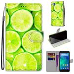 For Xiaomi Redmi Go Coloured Drawing Cross Texture Horizontal Flip PU Leather Case with Holder & Card Slots & Wallet & Lanyard(Green Lemon)