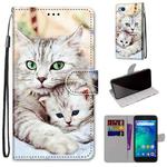 For Xiaomi Redmi Go Coloured Drawing Cross Texture Horizontal Flip PU Leather Case with Holder & Card Slots & Wallet & Lanyard(Big Cat Holding Kitten)
