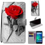 For Xiaomi Redmi Go Coloured Drawing Cross Texture Horizontal Flip PU Leather Case with Holder & Card Slots & Wallet & Lanyard(Wood Red Rose)