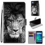 For Xiaomi Redmi Go Coloured Drawing Cross Texture Horizontal Flip PU Leather Case with Holder & Card Slots & Wallet & Lanyard(Black White Lion Head)