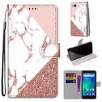 For Xiaomi Redmi Go Coloured Drawing Cross Texture Horizontal Flip PU Leather Case with Holder & Card Slots & Wallet & Lanyard(Powder Stone Texture)