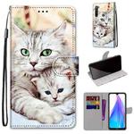For Xiaomi Redmi Note 8T Coloured Drawing Cross Texture Horizontal Flip PU Leather Case with Holder & Card Slots & Wallet & Lanyard(Big Cat Holding Kitten)
