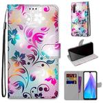 For Xiaomi Redmi Note 8T Coloured Drawing Cross Texture Horizontal Flip PU Leather Case with Holder & Card Slots & Wallet & Lanyard(Gradient Colorful Flower)