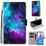 For Xiaomi Redmi Note 8T Coloured Drawing Cross Texture Horizontal Flip PU Leather Case with Holder & Card Slots & Wallet & Lanyard(Purple Green Starry Sky)