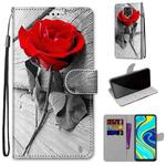 For Xiaomi Redmi Note 9S / 9 Pro Coloured Drawing Cross Texture Horizontal Flip PU Leather Case with Holder & Card Slots & Wallet & Lanyard(Wood Red Rose)