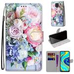 For Xiaomi Redmi Note 9S / 9 Pro Coloured Drawing Cross Texture Horizontal Flip PU Leather Case with Holder & Card Slots & Wallet & Lanyard(Light Pink Bouquet)