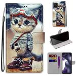 For Xiaomi Mi 10 Lite Coloured Drawing Cross Texture Horizontal Flip PU Leather Case with Holder & Card Slots & Wallet & Lanyard(Leather Shoes Cat)