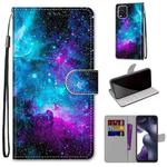 For Xiaomi Mi 10 Lite Coloured Drawing Cross Texture Horizontal Flip PU Leather Case with Holder & Card Slots & Wallet & Lanyard(Purple Green Starry Sky)