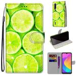 For Xiaomi Mi CC9e / A3 Coloured Drawing Cross Texture Horizontal Flip PU Leather Case with Holder & Card Slots & Wallet & Lanyard(Green Lemon)