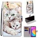 For Xiaomi Mi CC9e / A3 Coloured Drawing Cross Texture Horizontal Flip PU Leather Case with Holder & Card Slots & Wallet & Lanyard(Big Cat Holding Kitten)