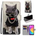 For Xiaomi Mi CC9e / A3 Coloured Drawing Cross Texture Horizontal Flip PU Leather Case with Holder & Card Slots & Wallet & Lanyard(Golden Chain Grey Cat)
