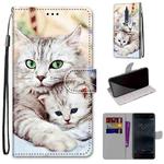 For Nokia 5 Coloured Drawing Cross Texture Horizontal Flip PU Leather Case with Holder & Card Slots & Wallet & Lanyard(Big Cat Holding Kitten)