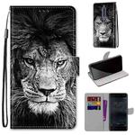 For Nokia 5 Coloured Drawing Cross Texture Horizontal Flip PU Leather Case with Holder & Card Slots & Wallet & Lanyard(Black White Lion Head)