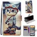 For Nokia 5.3 Coloured Drawing Cross Texture Horizontal Flip PU Leather Case with Holder & Card Slots & Wallet & Lanyard(Leather Shoes Cat)