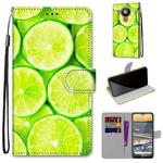 For Nokia 5.3 Coloured Drawing Cross Texture Horizontal Flip PU Leather Case with Holder & Card Slots & Wallet & Lanyard(Green Lemon)