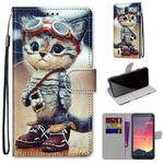 For Nokia C2 Coloured Drawing Cross Texture Horizontal Flip PU Leather Case with Holder & Card Slots & Wallet & Lanyard(Leather Shoes Cat)