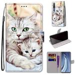 For Xiaomi Mi 10 Pro 5G Coloured Drawing Cross Texture Horizontal Flip PU Leather Case with Holder & Card Slots & Wallet & Lanyard(Big Cat Holding Kitten)