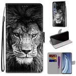For Xiaomi Mi 10 Pro 5G Coloured Drawing Cross Texture Horizontal Flip PU Leather Case with Holder & Card Slots & Wallet & Lanyard(Black White Lion Head)