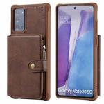 Zipper Shockproof Protective Case with Card Slots & Bracket & Photo Holder & Wallet Function For Samsung Galaxy Note20(Coffee)
