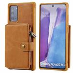 Zipper Shockproof Protective Case with Card Slots & Bracket & Photo Holder & Wallet Function For Samsung Galaxy Note20(Brown)