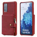 Zipper Shockproof Protective Case with Card Slots & Bracket & Photo Holder & Wallet Function For Samsung Galaxy S20 FE 5G(Red)