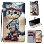For LG K41s / K51s Coloured Drawing Cross Texture Horizontal Flip PU Leather Case with Holder & Card Slots & Wallet & Lanyard(Leather Shoes Cat)