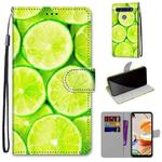 For LG K61 Coloured Drawing Cross Texture Horizontal Flip PU Leather Case with Holder & Card Slots & Wallet & Lanyard(Green Lemon)