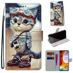 For LG Velvet Coloured Drawing Cross Texture Horizontal Flip PU Leather Case with Holder & Card Slots & Wallet & Lanyard(Leather Shoes Cat)