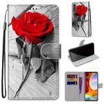 For LG Velvet Coloured Drawing Cross Texture Horizontal Flip PU Leather Case with Holder & Card Slots & Wallet & Lanyard(Wood Red Rose)