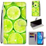 For Alcatel 1S (2020) / 3L (2020) Coloured Drawing Cross Texture Horizontal Flip PU Leather Case with Holder & Card Slots & Wallet & Lanyard(Green Lemon)