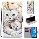 For Alcatel 1S (2020) / 3L (2020) Coloured Drawing Cross Texture Horizontal Flip PU Leather Case with Holder & Card Slots & Wallet & Lanyard(Big Cat Holding Kitten)