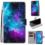 For Alcatel 1S (2020) / 3L (2020) Coloured Drawing Cross Texture Horizontal Flip PU Leather Case with Holder & Card Slots & Wallet & Lanyard(Purple Green Starry Sky)